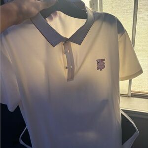 Burberry Cream and Gray Polo Shirt